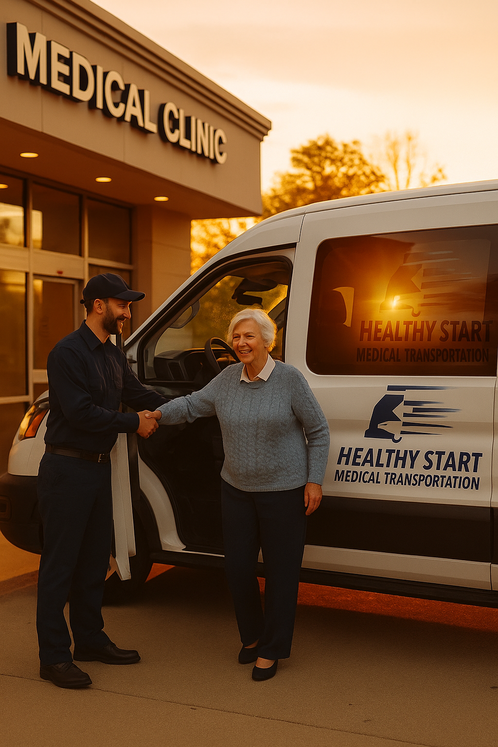 Healthy Start driver assisting a passenger into a vehicle